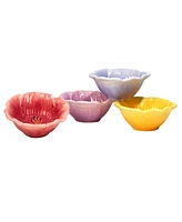 Certified International Hummingbirds Set of 4 3-d Floral Ice Cream Bowls, 4 Asst