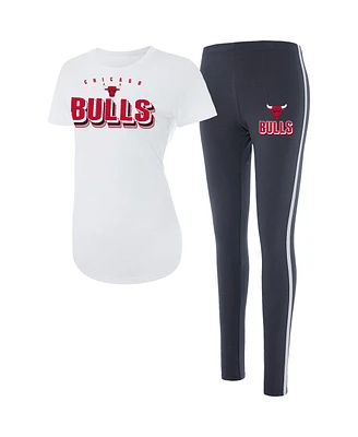 Women's Concepts Sport White, Charcoal Chicago Bulls Sonata T-shirt and Leggings Sleep Set