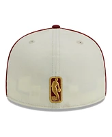 Men's New Era Cream, Wine Cleveland Cavaliers Piping 2-Tone 59FIFTY Fitted Hat
