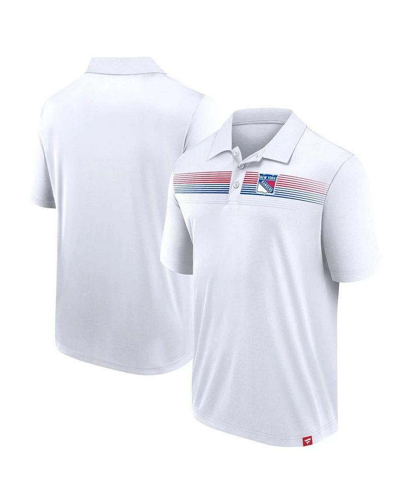 Men's Fanatics White New York Rangers Victory For Us Interlock Polo Shirt