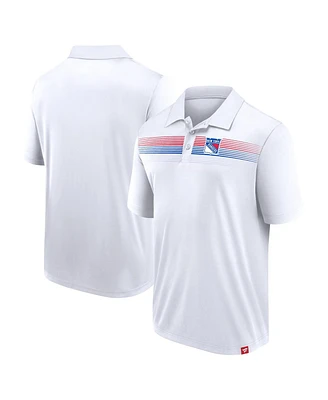 Men's Fanatics White New York Rangers Victory For Us Interlock Polo Shirt