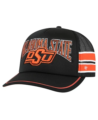 Men's '47 Brand Black Oklahoma State Cowboys Sideband Trucker Adjustable Hat