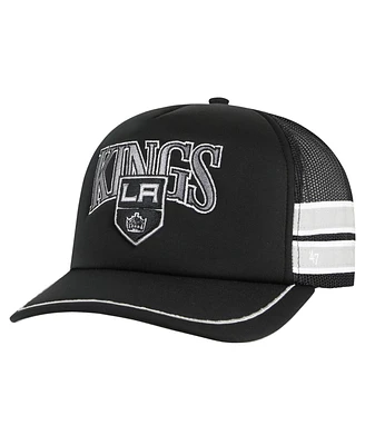 Men's '47 Brand Black Los Angeles Kings Sideband Stripes Trucker Snapback Hat