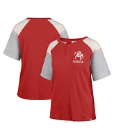 Women's '47 Brand Red Georgia Bulldogs Underline Harvey Colorblock Raglan Henley T-shirt