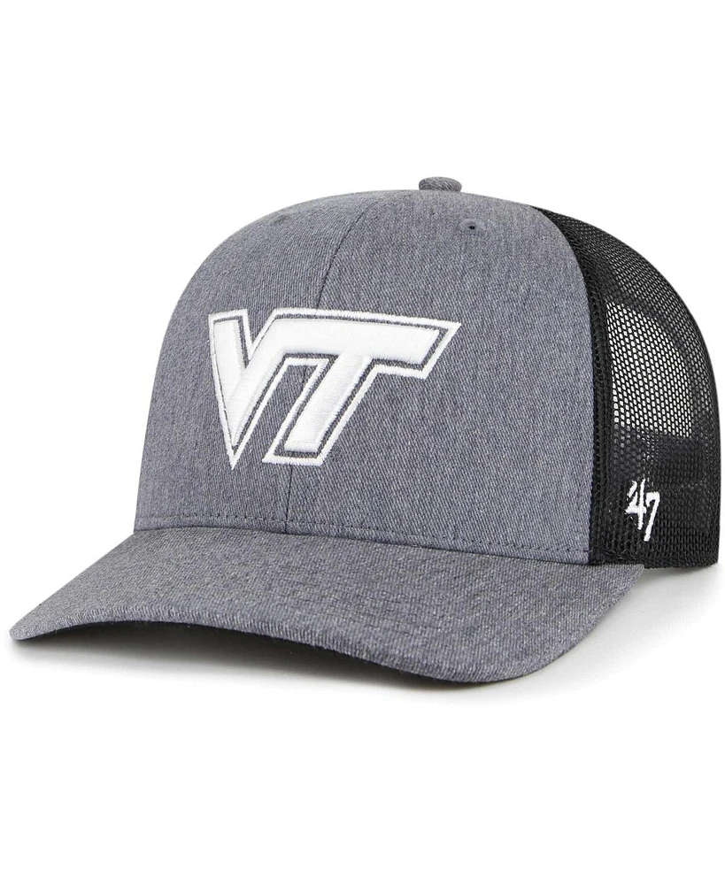 Men's '47 Brand Charcoal Virginia Tech Hokies Carbon Trucker Adjustable Hat