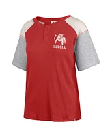 Women's '47 Brand Red Georgia Bulldogs Underline Harvey Colorblock Raglan Henley T-shirt