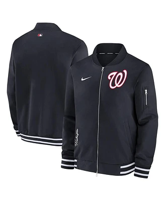 Men's Nike Navy Washington Nationals Authentic Collection Full-Zip Bomber Jacket