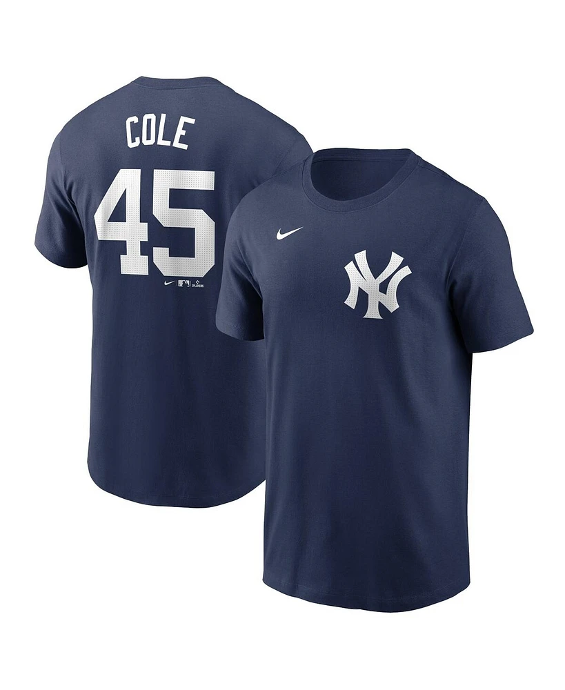 Men's Nike Gerrit Cole Navy New York Yankees Fuse Name and Number T-shirt