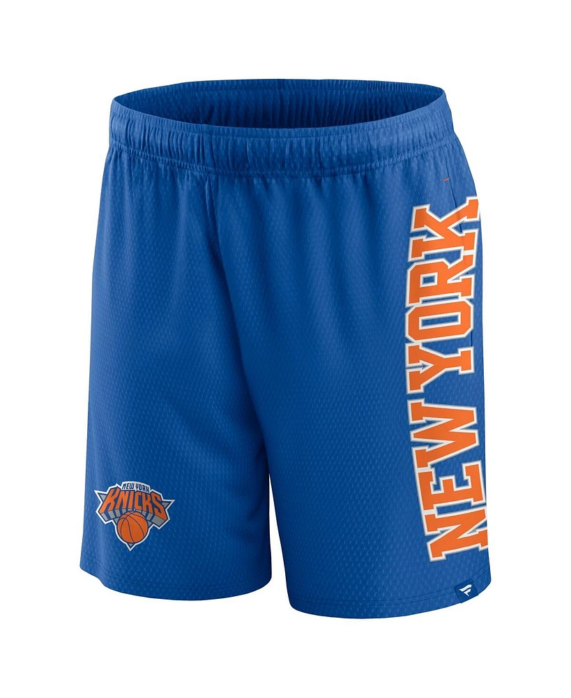 Men's Fanatics Blue New York Knicks Post Up Mesh Shorts
