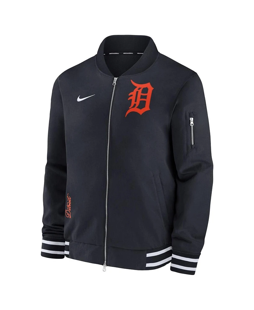 Men's Nike Navy Detroit Tigers Authentic Collection Full-Zip Bomber Jacket