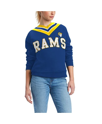 Women's Tommy Hilfiger Royal Los Angeles Rams Heidi V-Neck Pullover Sweatshirt