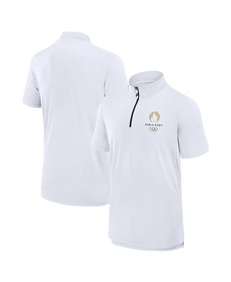Men's Fanatics White Paris 2024 Summer Olympics Inspired Quarter-Zip Polo Shirt