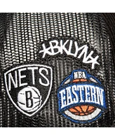 Men's Mitchell & Ness Black Brooklyn Nets Times Up Classic Script Cord Trucker Hat