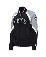 Women's Starter Black Brooklyn Nets Slam Dunk Raglan Full-Zip Track Jacket