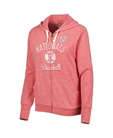 Women's Touch Red Distressed Washington Nationals Training Camp Tri-Blend Lightweight Full-Zip Hoodie