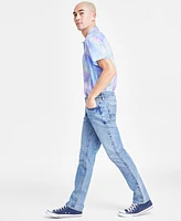 Sun + Stone Men's Straight Fit Tufts Blue Jeans, Created for Macy's