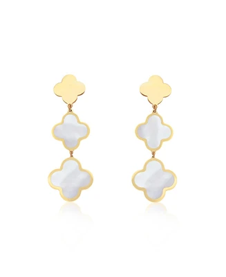 The Lovery Mother of Pearl Graduating Clover Dangle Earrings