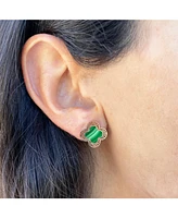 The Lovery Malachite Lace Clover Stud Earrings