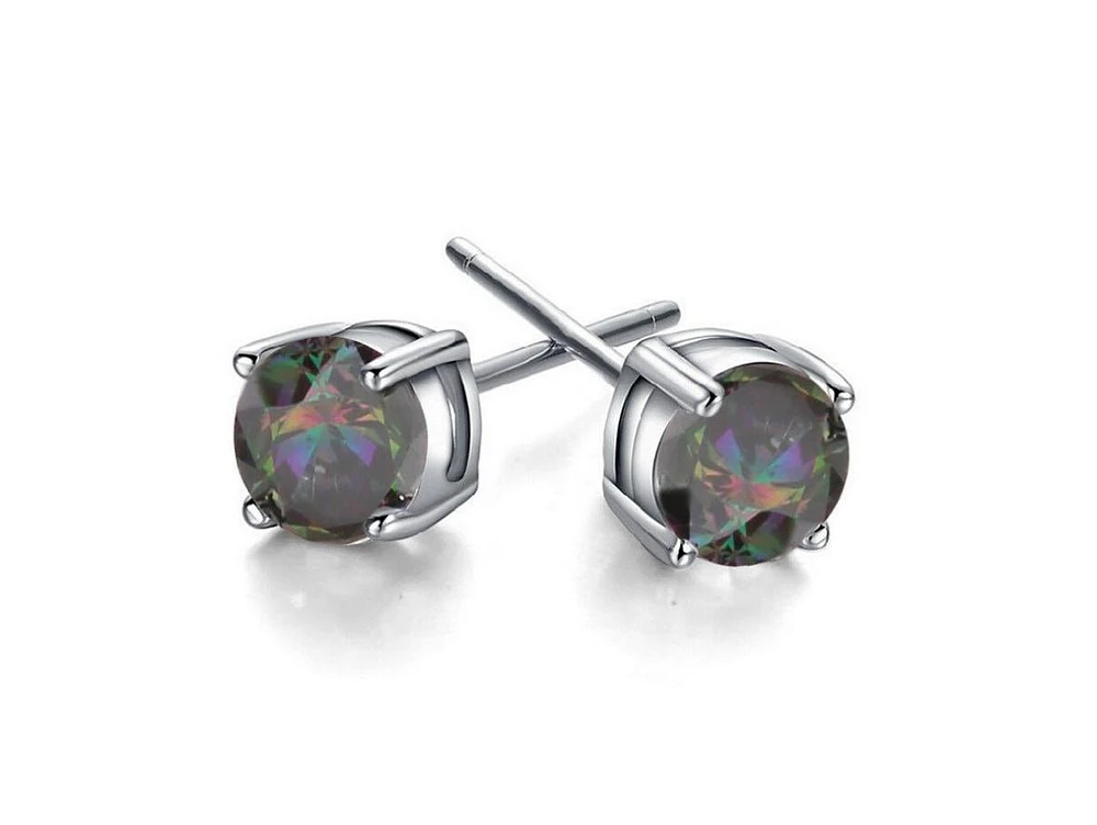 Hollywood Sensation Half Carat Round Cut Topaz Stud Earrings for Women