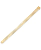 Italian Gold Polished Rectangular Tube Link Statement Bracelet in 14k Gold