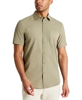 Kenneth Cole Men's Slim Fit Short-Sleeve Mixed Media Sport Shirt