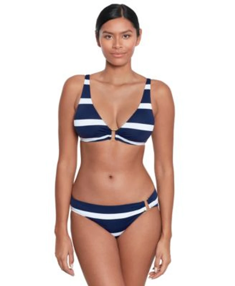 Lauren Ralph Lauren Womens Striped O Ring Bikini Top Striped O Ring Hipster Bikini Bottoms