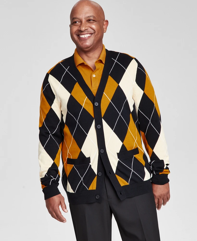 Club Room Men's Regular-Fit Argyle Cardigan