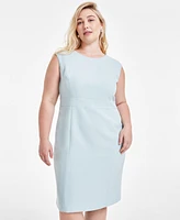 Kasper Plus Cap-Sleeve Sheath Dress