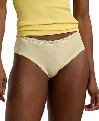 Lauren Ralph Women's Cotton & Lace Jersey Hipster Brief Underwear 4L0077