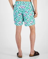 Club Room Men's Libra Quick-Dry Floral 7" Swim Trunks, Created for Macy's