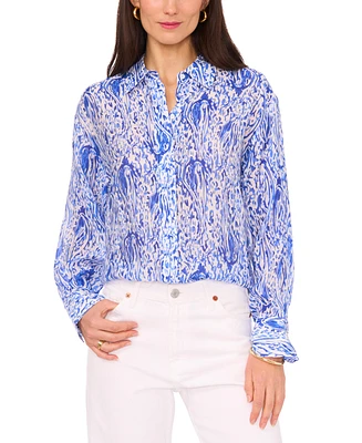 Vince Camuto Women's Printed Button-Front Top