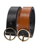 Cole Haan Women's Two-In-One Center Bar Reversible Genuine Leather Belt