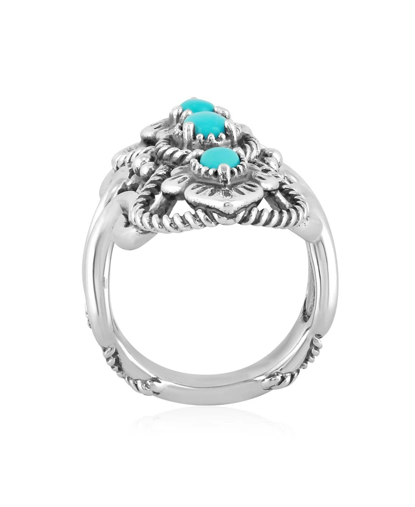 American West Jewelry Genuine Gemstone Sterling Silver Elongated Ring Sizes 5-10
