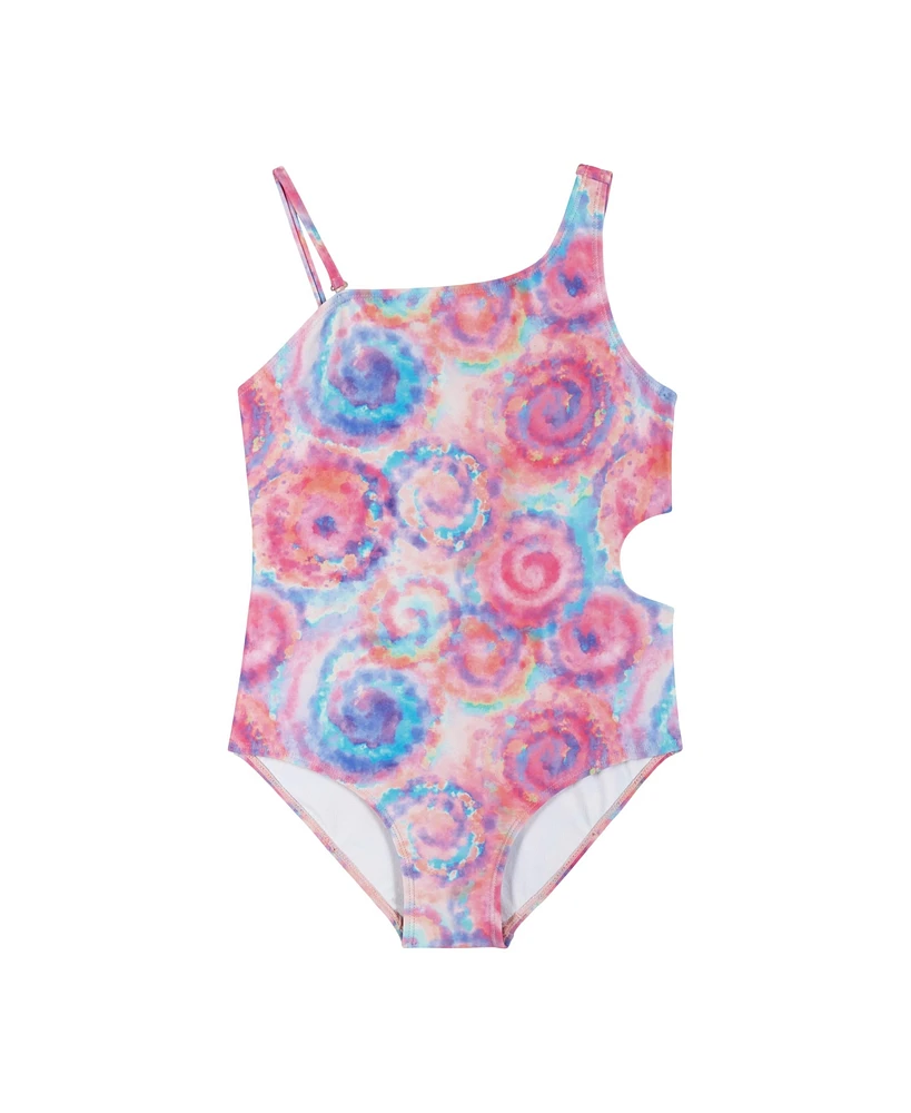 Andy & Evan Big Girls Pink Tie Dye Rib Swimsuit