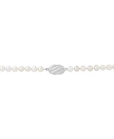 Arabella Cultured Freshwater Pearl (5mm & 10 x 8mm) & Cubic Zirconia Lariat Necklace in Sterling Silver, Created for Macy's