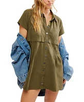 Free People Women's Ronnie Poplin Short-Sleeve Mini Dress