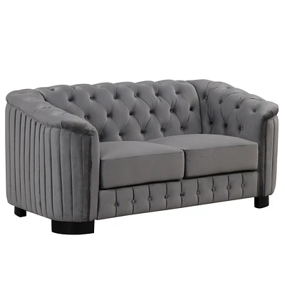 Simplie Fun 64" Velvet Upholstered Loveseat Sofa, Modern Loveseat Sofa With Thick Removable Seat Cushion