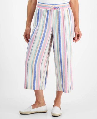 Style & Co Petite Striped Wide-Leg Cropped Pants, Created for Macy's