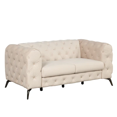 Simplie Fun 63 Velvet Upholstered Loveseat Sofa, Modern Loveseat Sofa With Button Tufted Back