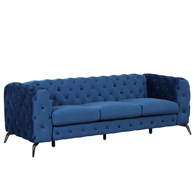 Simplie Fun 85.5" Velvet Upholstered Sofa With Sturdy Metal Legs, Modern Sofa Couch With Button Tufted
