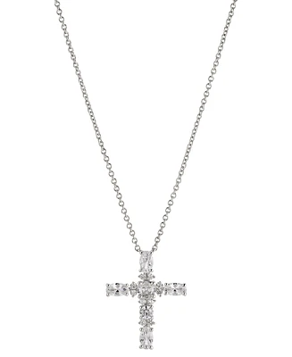 Eliot Danori 18k Gold-Plated Cubic Zirconia Cross Pendant Necklace, 16" + 2" extender, Created for Macy's