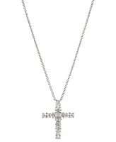 Eliot Danori 18k Gold-Plated Cubic Zirconia Cross Pendant Necklace, 16" + 2" extender, Created for Macy's