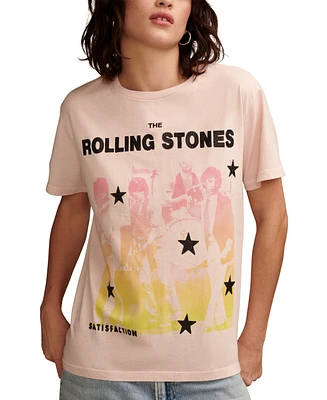 Lucky Brand Women's Rolling Stones Satisfaction Boyfriend Cotton T-Shirt