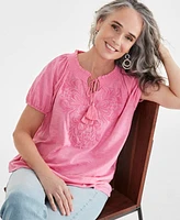 Style & Co Women's Embroidery Vacay Top