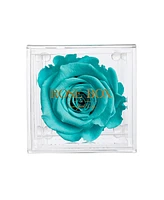 Rose Box Nyc Jewelry box of Turquoise Long Lasting Preserved Real Rose, 1 Rose