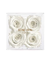 Rose Box Nyc Jewelry box of Pure White Long Lasting Preserved Real Rose , 4 Roses