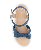 Jessica Simpson Little and Big Girls Asha Knot Sparkly Cork Wedge Sandals