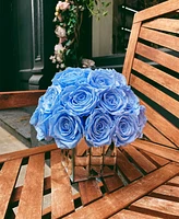 Rose Box Nyc Half Ball of Light Blue Long Lasting Preserved Real Roses in Mini Modern Vase, 25