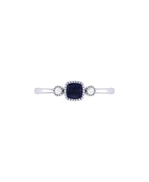 LuvMyJewelry Cushion Cut Sapphire Gemstone, Natural Diamonds Birthstone Ring 14K White Gold