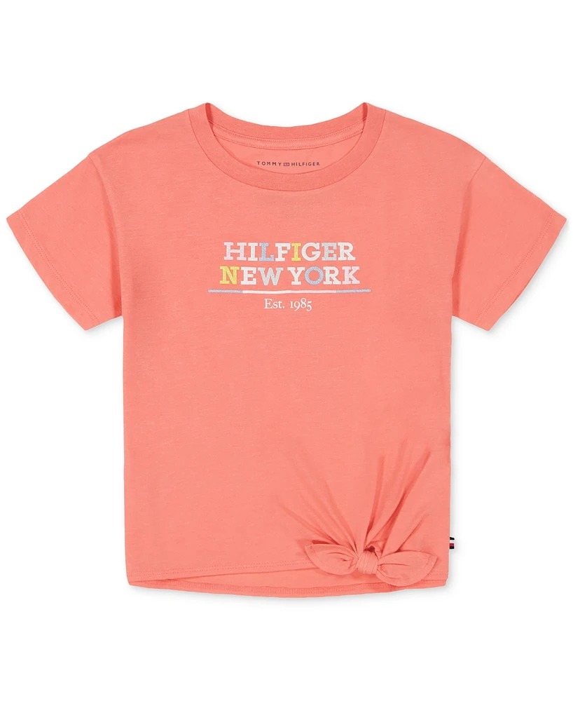 Tommy Hilfiger Big Girls Tie-Front Logo Graphic T-Shirt